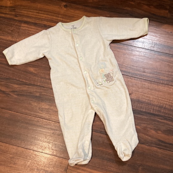 Carter’s Terry Cloth Towel Pajamas Size 9 Months Green Yellow - Picture 5 of 5